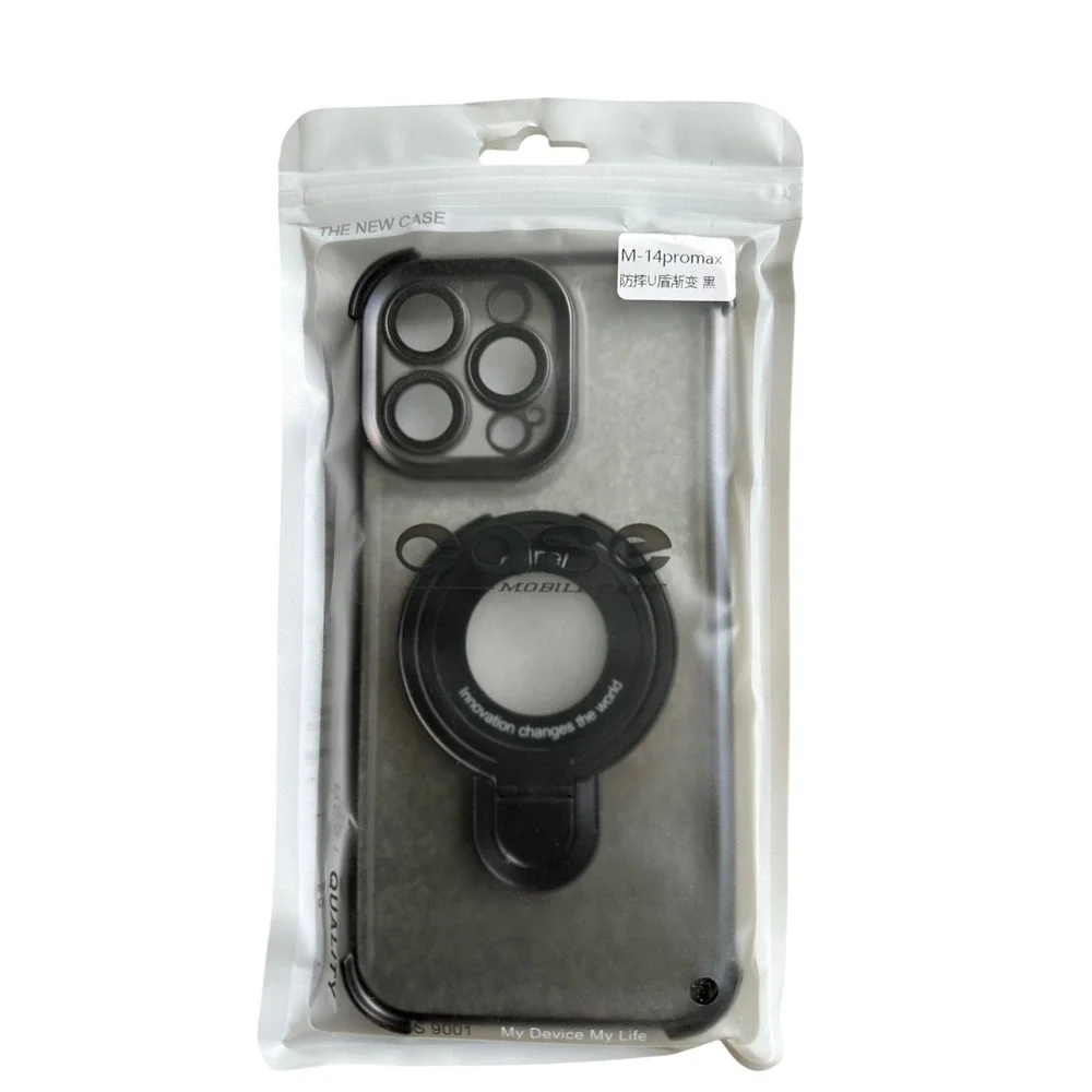 Mobile Case iPhone 14 Pro Max Clear Protective‎ Cover with Ring Holder Black